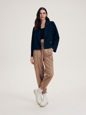 Reserved Bawełniane cargo trousers Beżowe | YINHOKQ-41