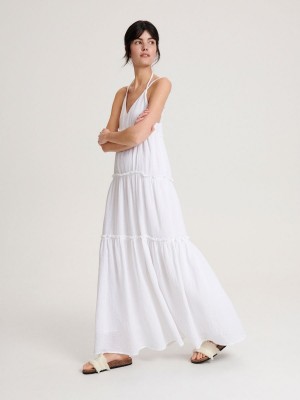 Reserved Bawełniane maxi dress Białe | BPYTLQV-85