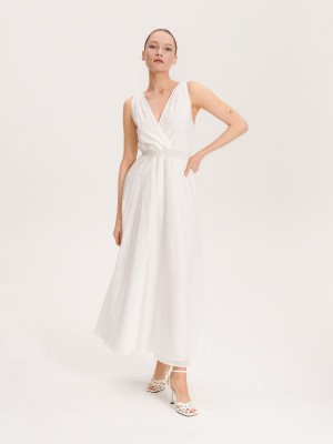 Reserved Bawełniane maxi dress Białe | QZVLOMB-16