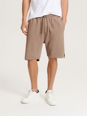 Reserved Bawełniane rich shorts Beżowe | PGVYWKS-30