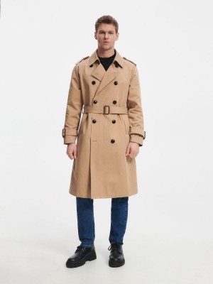 Reserved Bawełniane trench coat Beżowe | TRSCMHB-17