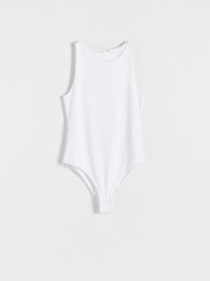 Reserved Bez Rękawów bodysuit Białe | EBVRADN-83