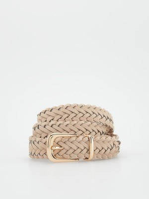 Reserved Braided belt with buckle Beżowe | QVWRAPN-42