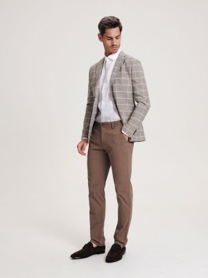 Reserved Chino slim trousers Brązowe | OPKFWUL-54