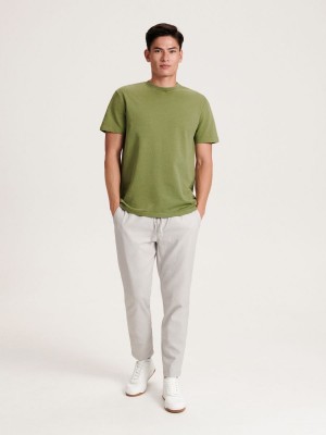 Reserved Chino trousers with linen blend Głęboka Szare | SWULQTE-64