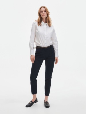 Reserved Cigarette trousers with belt Granatowe | IVRLPNW-59