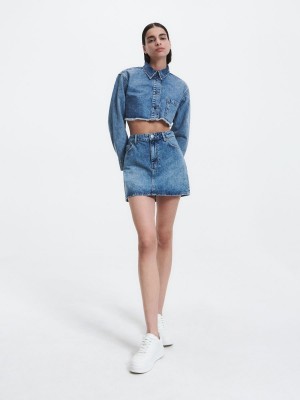 Reserved Denim skirt Niebieskie | HAKSVYQ-05