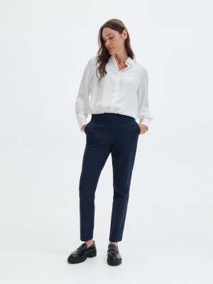 Reserved Elasticated waist trousers Granatowe | YIXLZRU-19