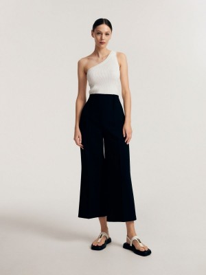 Reserved Elegancki trousers with pressed crease Czarne | NTSUGEM-28