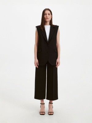 Reserved Elegancki trousers with pressed crease Czarne | BVMZIUW-38