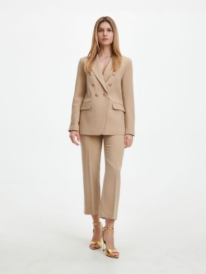 Reserved Elegancki trousers with pressed crease Beżowe | ENQRXIO-05