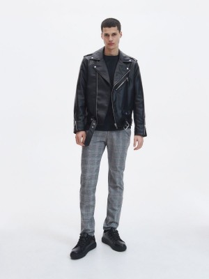 Reserved Faux leather jacket Czarne | FBRACZN-30