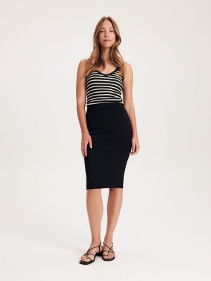 Reserved Fitted midi skirt Czarne | WNFZYOE-26