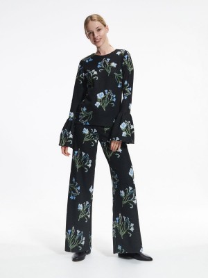 Reserved Floral jacquard trousers Kolorowe | XDBJMPF-24