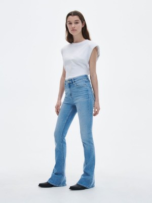 Reserved High waist flare jeans Niebieskie | DPQEAZH-64