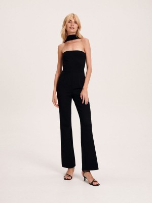 Reserved Jumpsuit with neck sash Czarne | QETJKXC-96