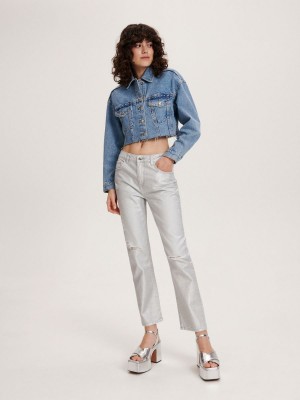 Reserved LADIES` JEANS TROUSERS Biały | GFABINX-43