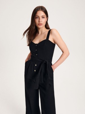 Reserved Lenzing™ EcoVero™ rich jumpsuit Czarne | DYSIWQU-56