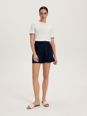 Reserved Linen shorts Granatowe | FRNCMLK-52