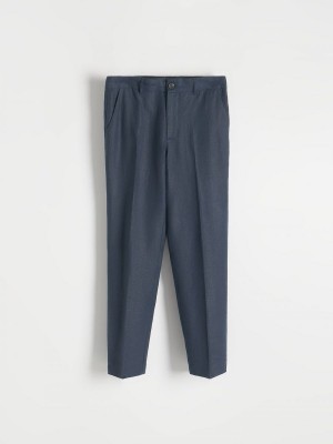 Reserved Linen suit trousers Granatowe | AMGDRUE-74