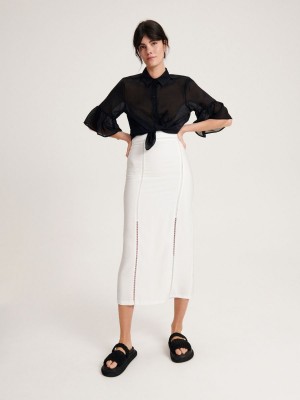 Reserved Midi skirt Ivory | DGBCYFU-53