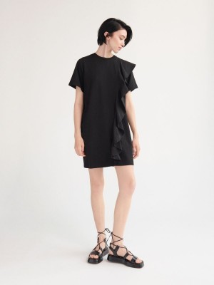 Reserved Mini dress with ruffle hem Czarne | VYPQKFS-01