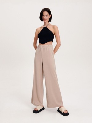 Reserved Modal rich trousers Beżowe | HVWQLDX-42