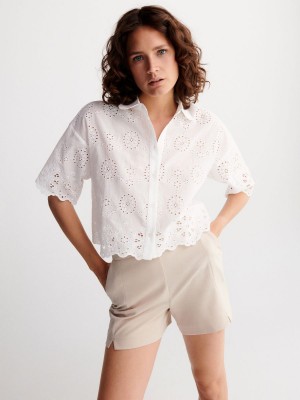 Reserved Openwork shirt Ivory | KJTBAZY-54