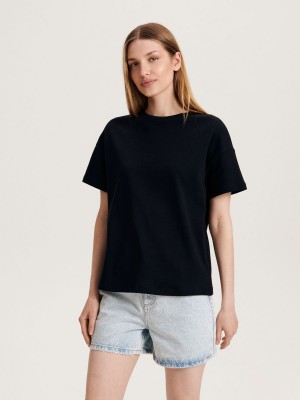 Reserved Oversized T-shirt Czarne | BHFRPYU-36