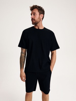 Reserved Oversized T-shirt Czarne | RTPQVHJ-21