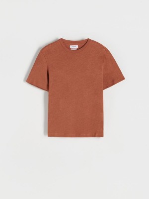 Reserved PREMIUM linen blend T-shirt Czerwone | DCGHZYX-53