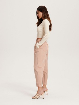 Reserved Paperbag design trousers Różowe | NQPTDXK-54