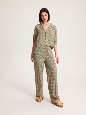 Reserved Patterned trousers Turkusowe | XVGIBFY-39