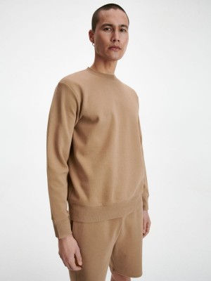 Reserved Plain cotton rich sweatshirt Beżowe | OUMGVDW-51