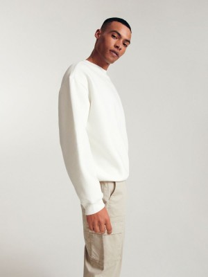 Reserved Plain cotton rich sweatshirt Ivory | JNHWGEY-56