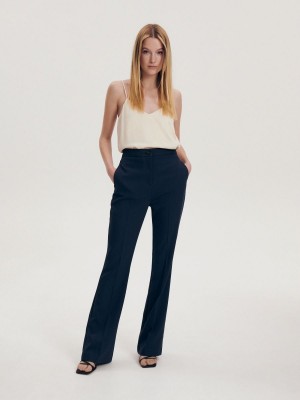 Reserved Plain trousers Granatowe | ZTMDBCQ-29