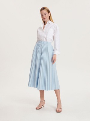 Reserved Pofałdowany skirt Niebieskie | DRAONPG-31