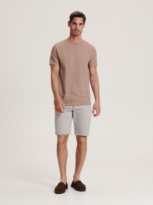 Reserved Regular carrot shorts with belt Głęboka Szare | YJGMDQA-83