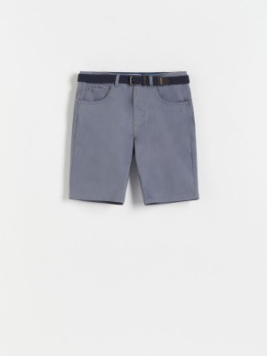 Reserved Regular carrot shorts with belt Niebieskie | FKAORZH-32