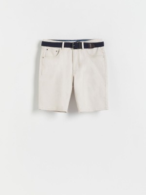 Reserved Regular carrot shorts with belt Beżowe | ELQAHZO-69