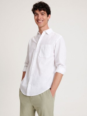 Reserved Regular fit linen rich shirt Białe | SNQAOFX-91