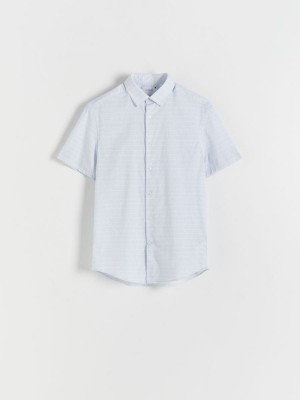 Reserved Regular fit linen rich shirt Niebieskie | VZPFKMY-54