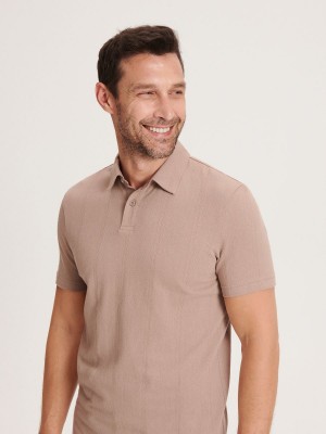 Reserved Regular fit polo shirt Beżowe | MWCQPLR-03