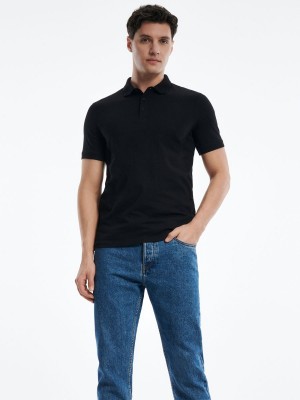 Reserved Regular fit polo shirt Czarne | KBRWUJD-72