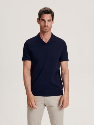 Reserved Regular fit polo shirt Granatowe | RMEQOHT-39