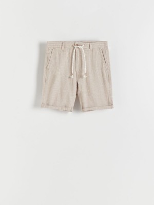 Reserved Regular linen blend shorts Beżowe | EDYKARC-53