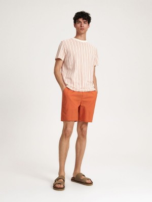 Reserved Regular linen blend shorts Pomarańczowe | CRISBYD-63