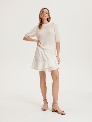 Reserved Ruffle skirt Ivory | GCNXDHU-47