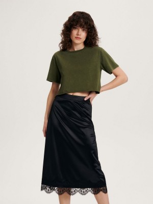 Reserved Satin skirt Czarne | MZCQJYG-36