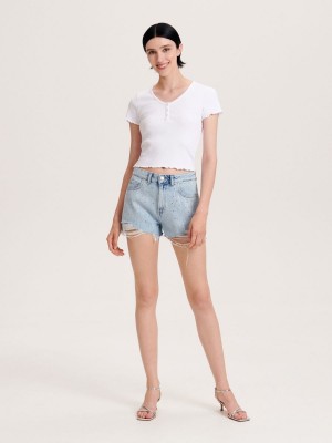 Reserved Shorts with detailing Niebieskie | KCHIGOJ-86